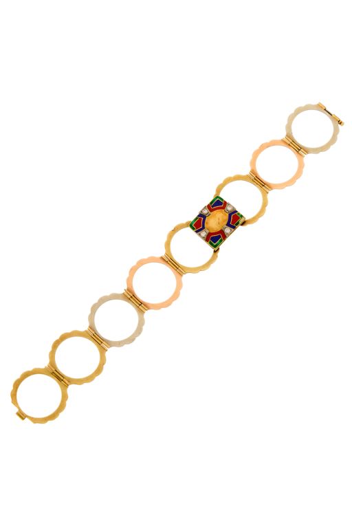 14k Gold and Platinum Diamond Ring Bracelet