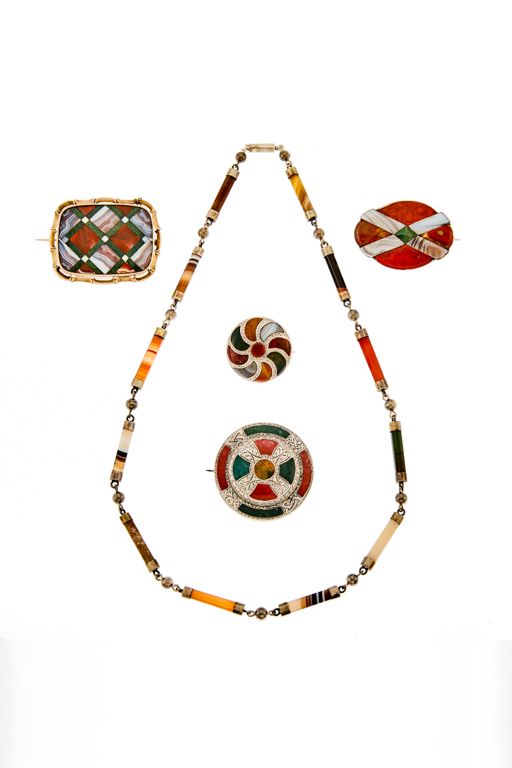 Group of Silver and Scottish Agate Jewelry