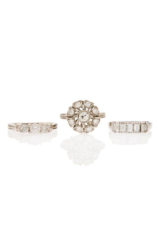 Three Platinum Diamond Rings