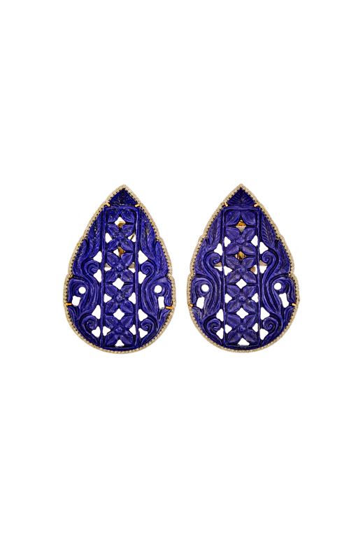 Pair of Silver Lapis Lazuli and Diamond Earrings
