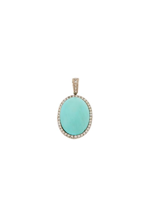 Platinum Gold Turquoise and Diamond Pendant