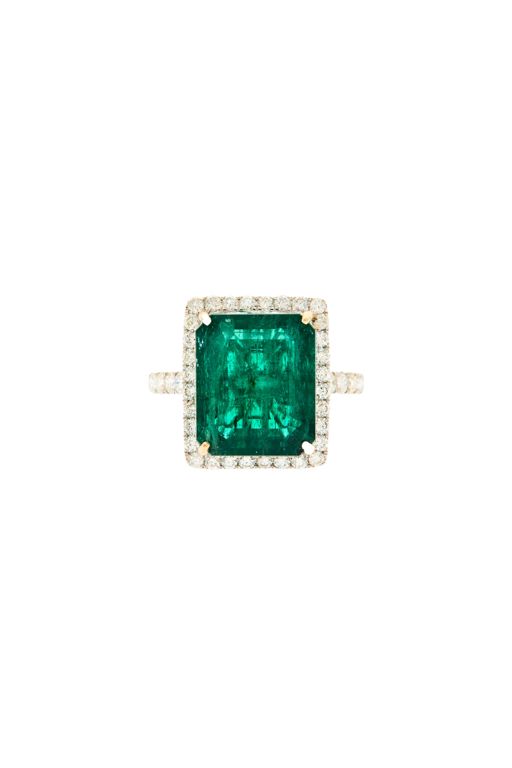 18k Gold Emerald and Diamond Ring