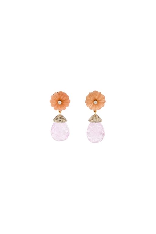 Pair of Silver and 14k Gold Multi-Gem Earrings
