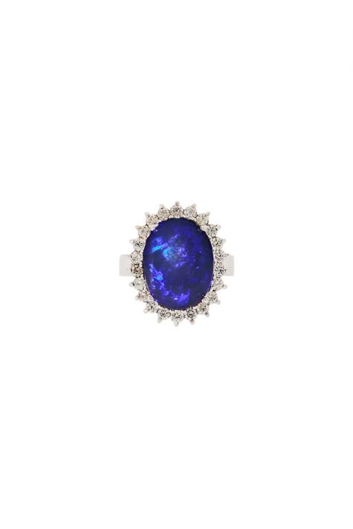 14k Gold Opal and Diamond Ring Pendant