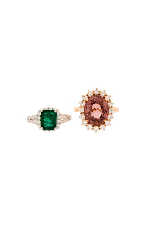 Two Gold Multi-Gem Rings