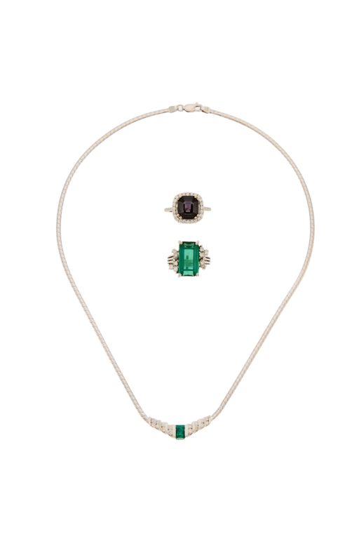 Gold Spinel, Emerald and Tourmaline Jewelry Set