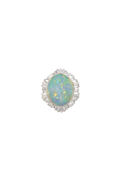 Platinum, Opal and Diamond Ballerina Ring