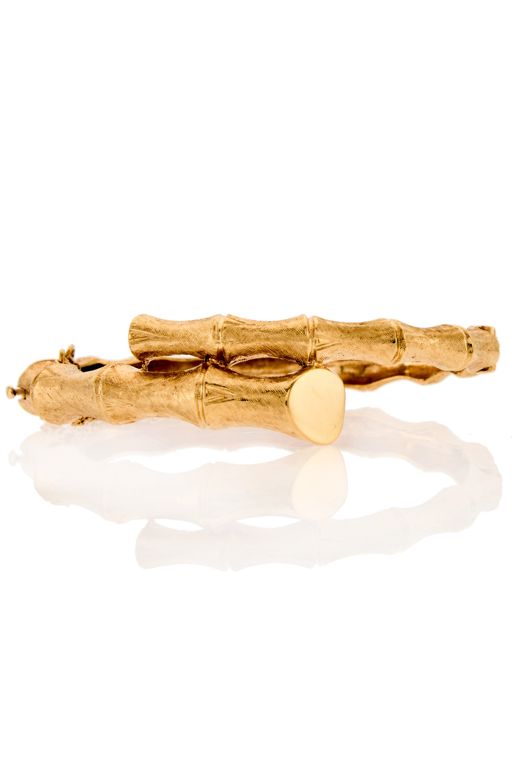 14k Gold Bamboo Bangle Bracelet
