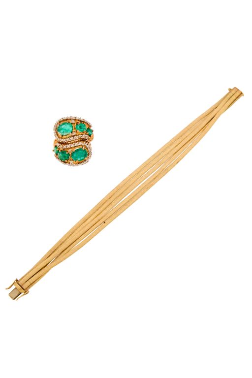 14k Gold Emerald and Diamond Jewelry Set