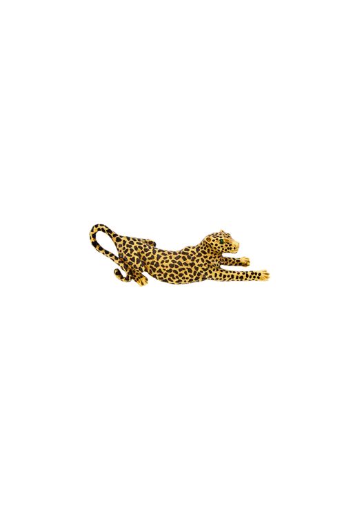 14k Gold Emerald Leopard Brooch