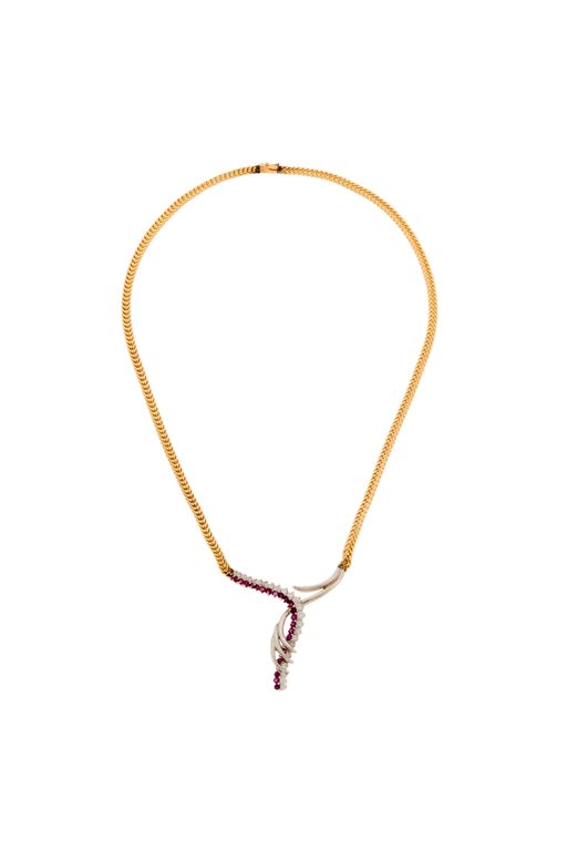14k Gold Ruby and Diamond Necklace