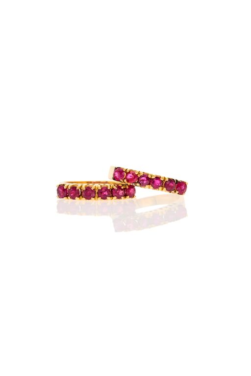 Two 18k Gold Ruby Band Rings