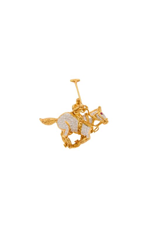 Two-Color Gold and Diamond Polo Pendant-Brooch