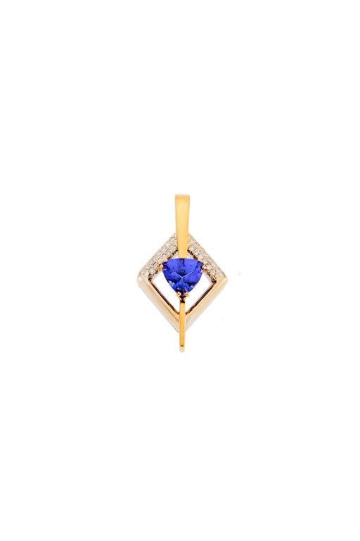 18k Gold Tanzanite and Diamond Pendant
