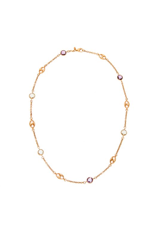 14k Gold Amethyst and Aquamarine Necklace