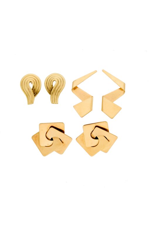 Three Pairs of 14k Gold Earrings