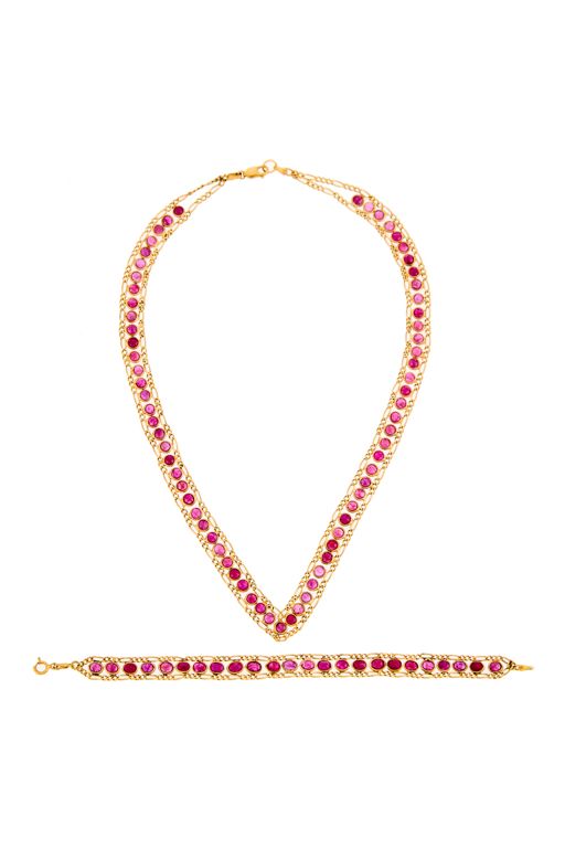 14k Gold Ruby Necklace and Bracelet