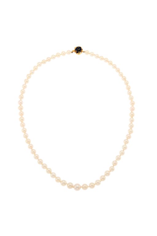 14k Gold Pearl and Sapphire Necklace