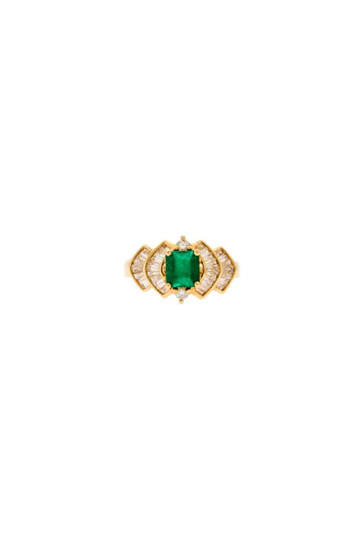 14k Gold Emerald and Diamond Ring