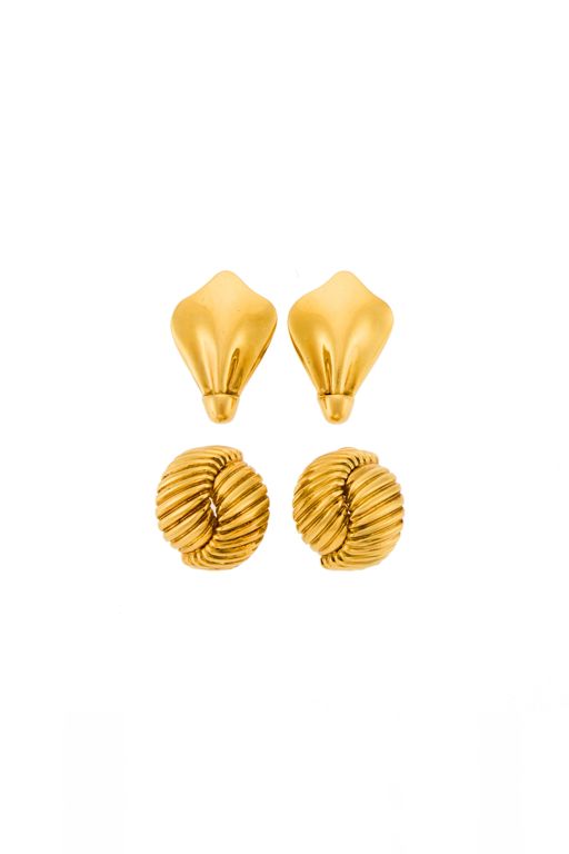 Two Pairs of 18k Gold Earrings