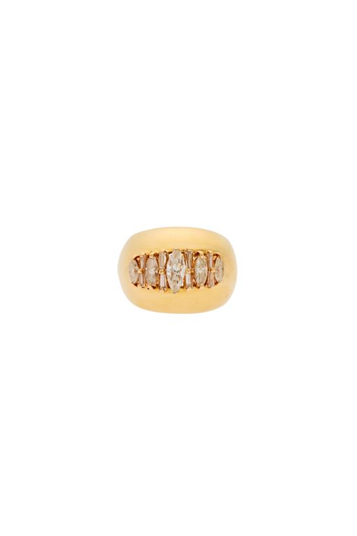 14k Gold Diamond Bombé Ring