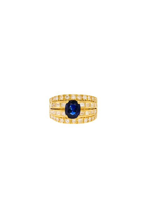 18k Gold Sapphire and Diamond Ring