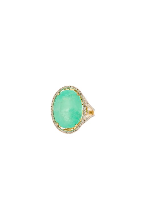 14k Gold Emerald and Diamond Ring