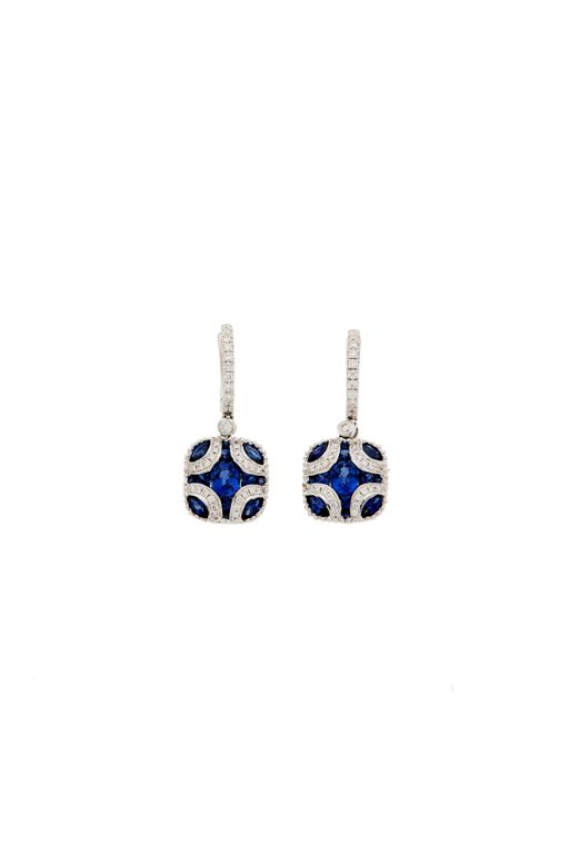 Pair of 18k Gold Sapphire and Diamond Earrings