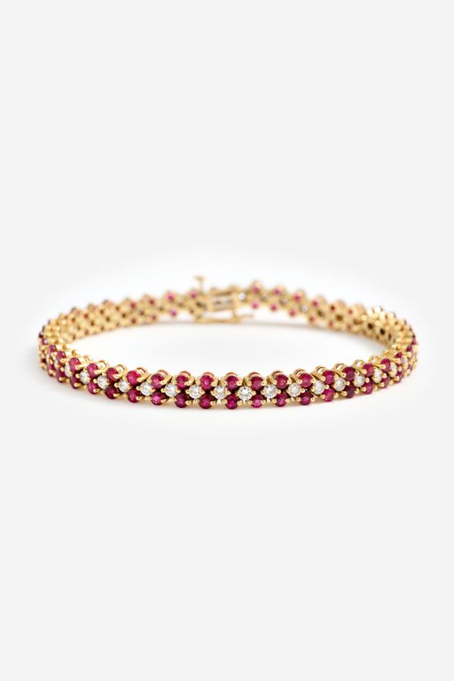 18k Yellow Gold Ruby and Diamond Bracelet