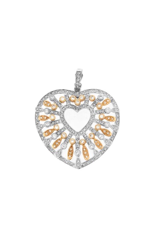 18k White and Yellow Gold Diamond Heart Pendant