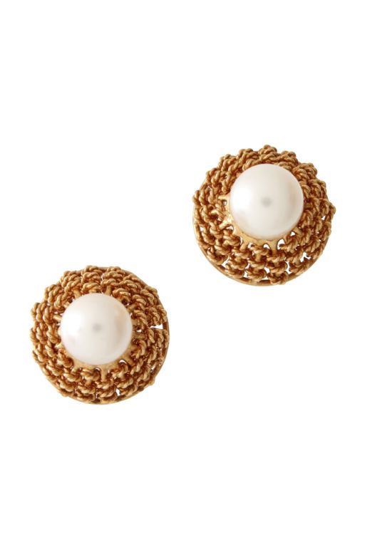 14k Yellow Gold Pearl Earrings