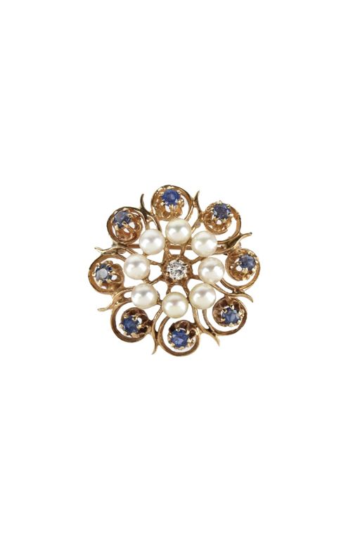 14k Yellow Gold Multi-Gem Pendant/Brooch