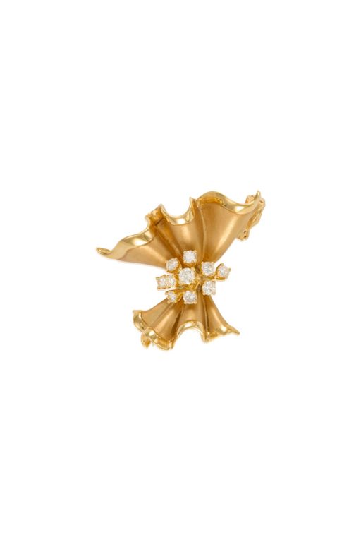 18k Gold Diamond Pendant Brooch