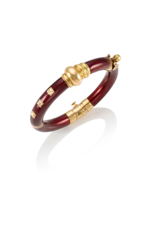 18k Gold Sterling Silver and Enamel Bracelet