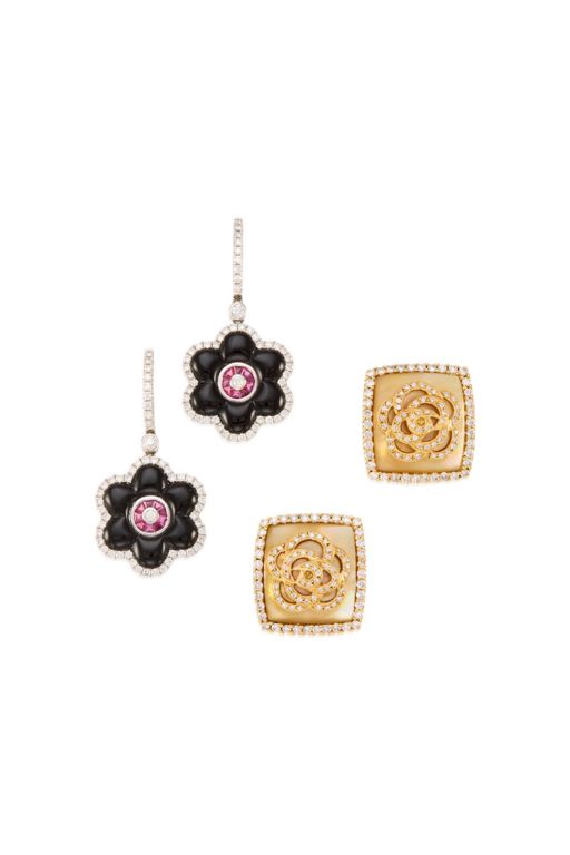 Two Pairs of Gold Multi-Gem Earrings
