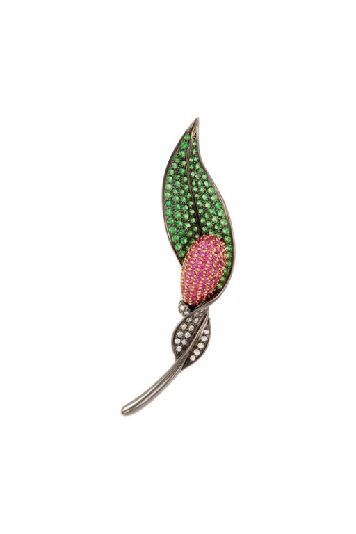 18k Gold Multi-Gem Brooch