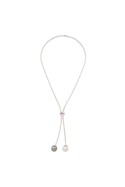 Sapphire Pearl and Diamond Necklace