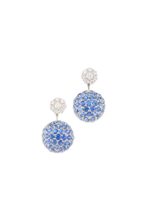 Pair of 18k Gold Sapphire and Diamond Earrings