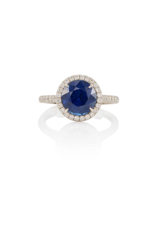 Platinum Sapphire and Diamond Ring