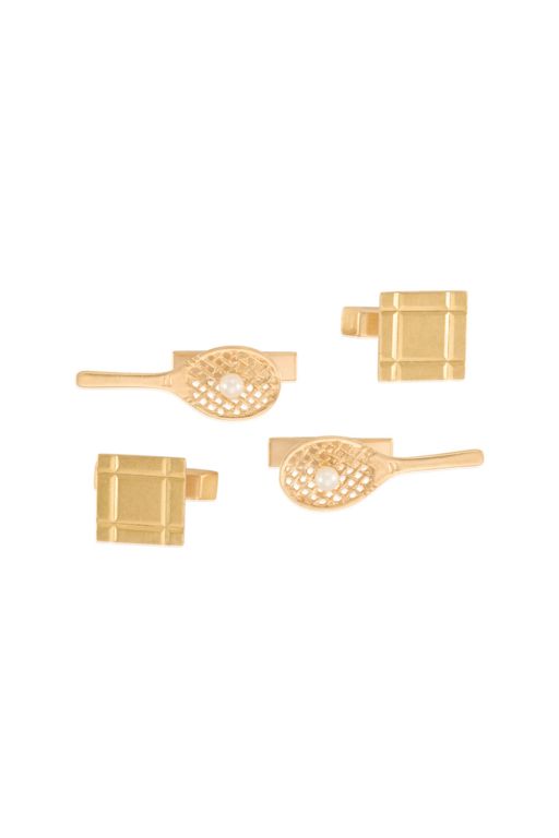 Two Pairs of 14k Gold Pearl Cufflinks