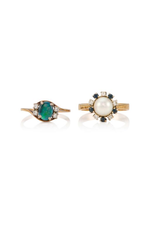 Two Gold Multi-Gem Rings