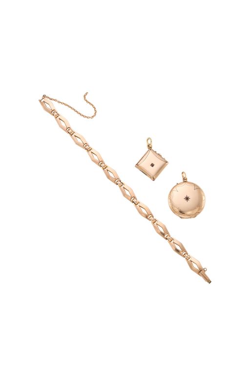 Gold Ruby Bracelet and Pendants