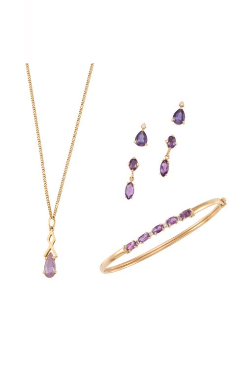 Gold Amethyst and Diamond Jewelry Set