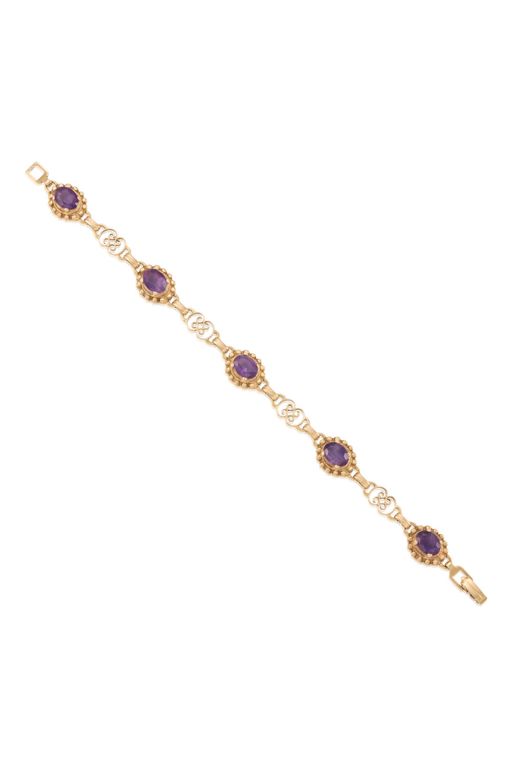 14k Gold Amethyst Bracelet