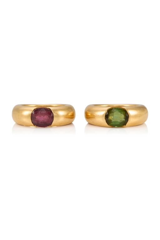 Two 18k Gold Tourmaline Rings