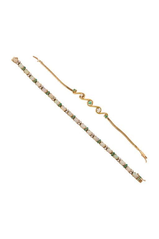 Two Gold Multi-Gem Bracelets