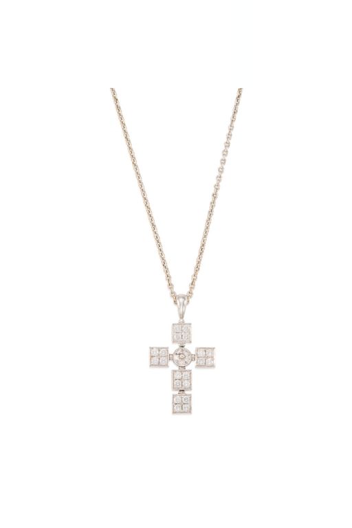 18k Gold Diamond Cross Pendant Necklace