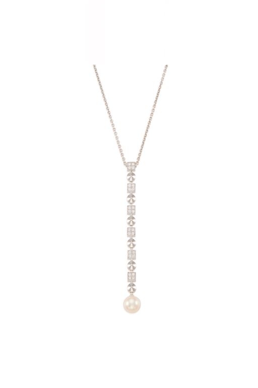 18k Gold Pearl and Diamond Pendant Necklace