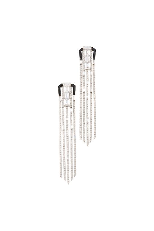 Pair of 14k Gold Diamond and Onyx Earrings
