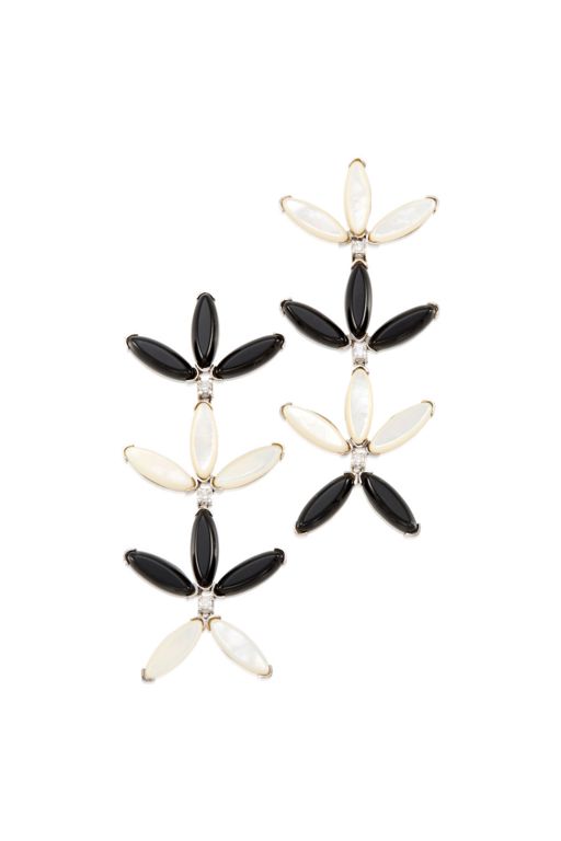 Pair of 18k Gold Onyx and Diamond Earrings